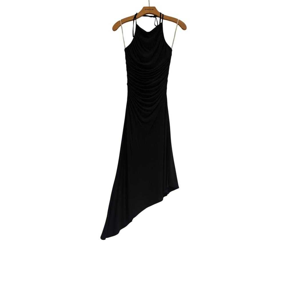 Max Studio Womens Dress XS Black Ruched Backless Date Night LBD Party Formal VTG